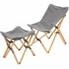 CAMPZ Beech Wood Folding Chair Set with Cover and Footrest grey/brown -Camp Chairs Sales Store campz beech wood folding chair set with cover and footrest grey brown 1