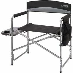 CAMPZ Folding Chair with Side Table black/grey