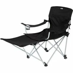 CAMPZ Lounger Folding Chair with Detachable Footrest black/grey