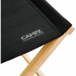 CAMPZ Folding Stool Bamboo black/brown -Camp Chairs Sales Store campz lounger folding chair with detachable footrest black 5 1