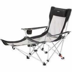 CAMPZ Mesh Lounger Folding Chair with Detachable Footrest black/grey