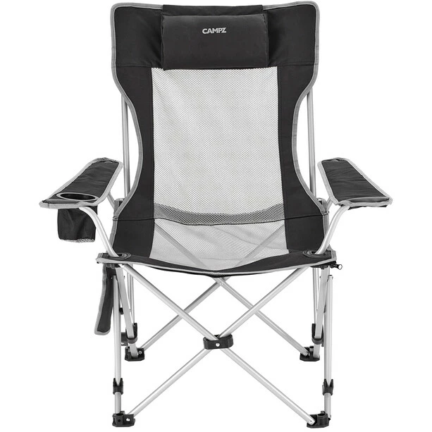 CAMPZ Mesh Lounger Folding Chair with Detachable Footrest black/grey 4 CAMPZ Mesh Lounger Folding Chair with Detachable Footrest black/grey - Image 2